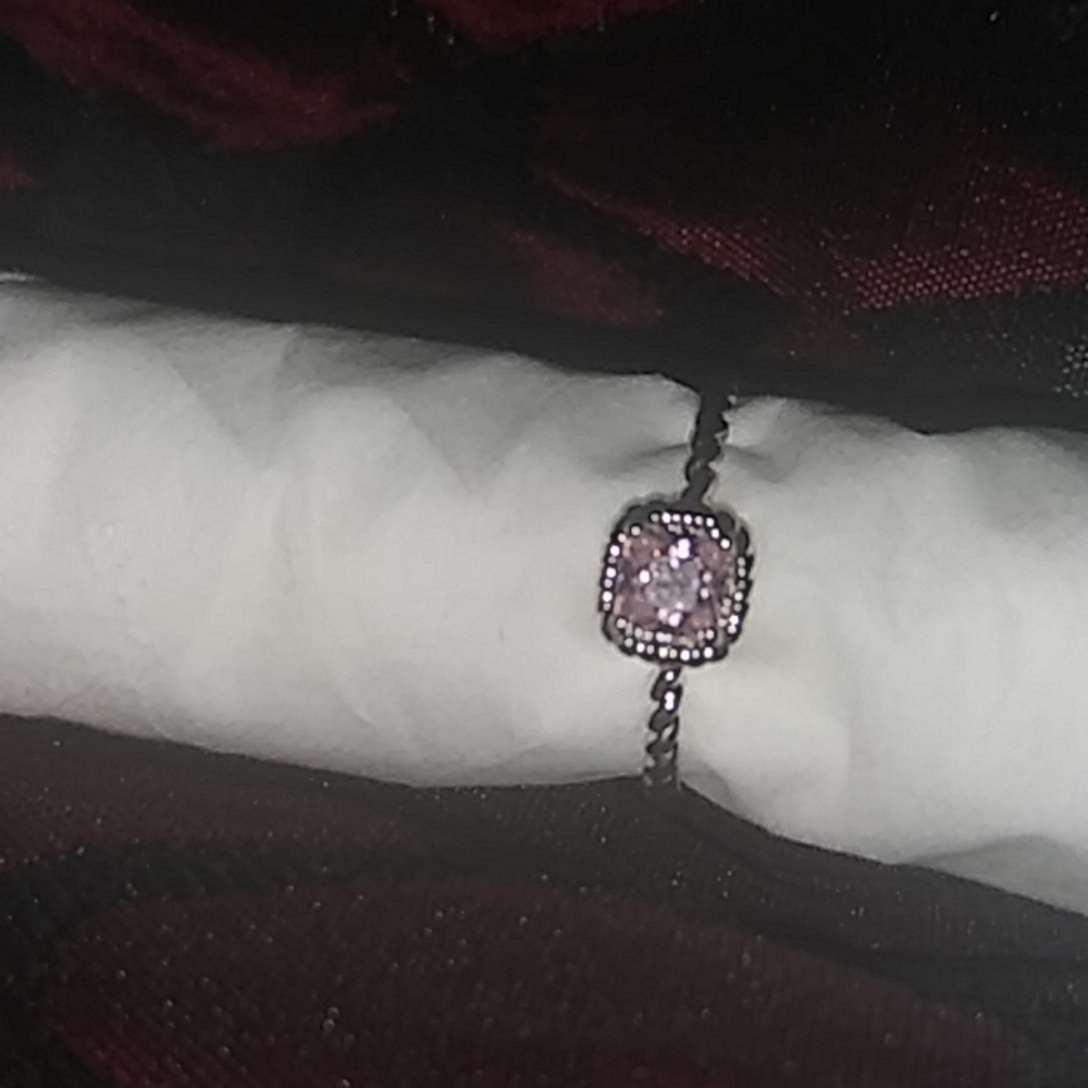 Sterling silver ring with pink stone